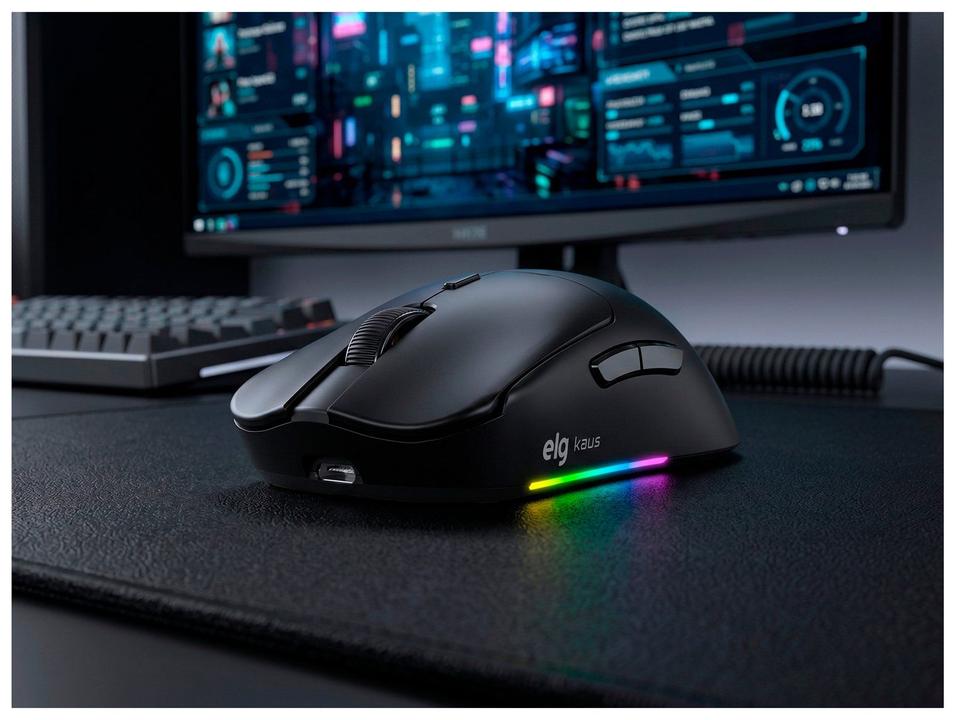 Mouse Gamer sem Fio ELG Óptico 12.800DPI 6 Botões Kaus Preto - 1