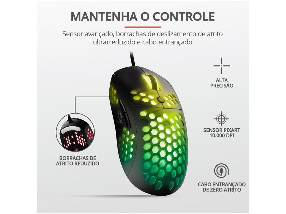 Mouse Gamer Trust Óptico 10000DPI 6 Botões - 10