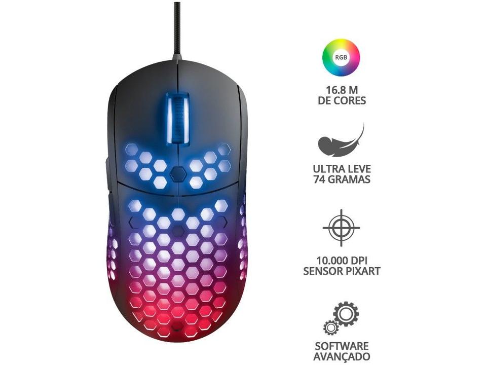 Mouse Gamer Trust Óptico 10000DPI 6 Botões - 12