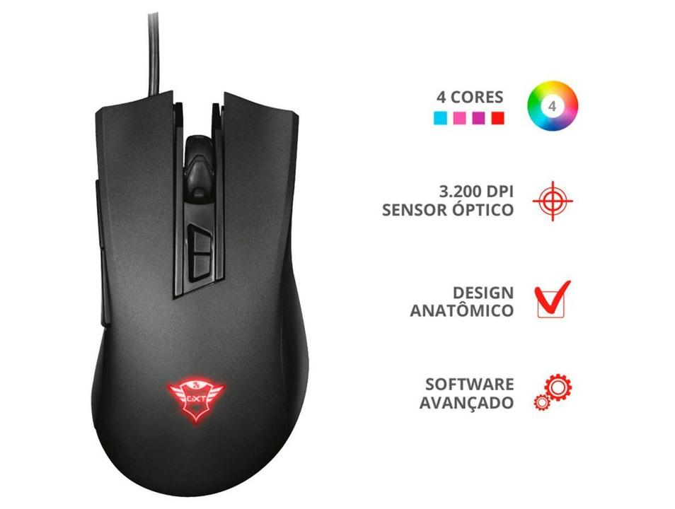 Mouse Gamer Trust Óptico 3200DPI 7 Botões - 3
