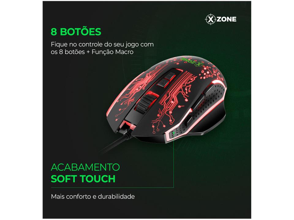 Mouse Gamer XZONE Óptico 3200DPI - 3