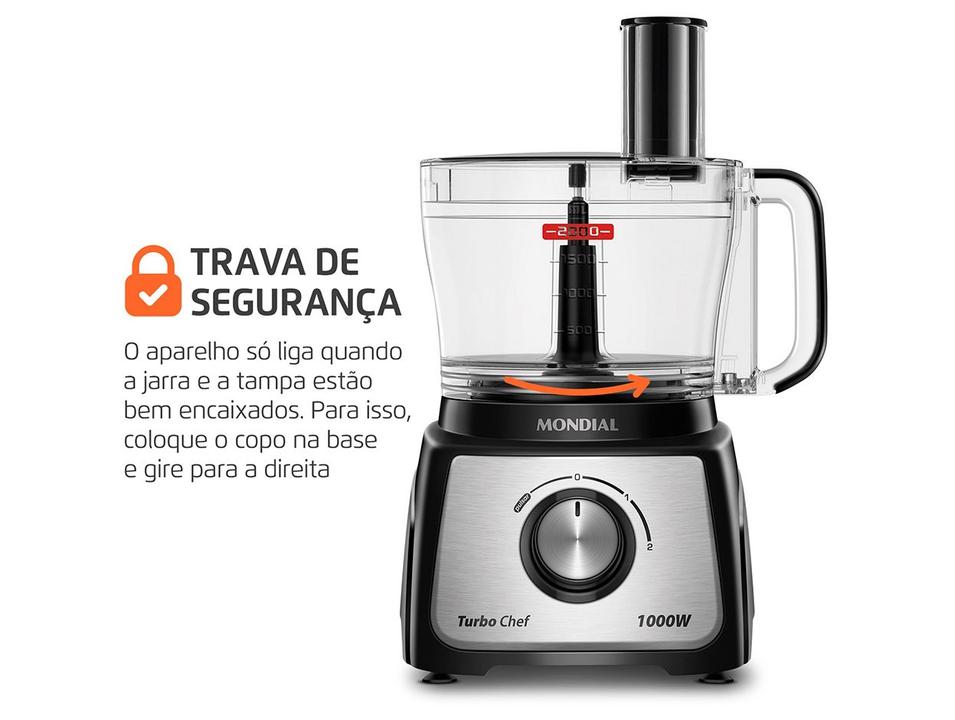 Multi-processador de Alimentos Mondial 1000W Preto Turbo Chef MPN-02-BE 3 em 1 3097-01 - 6