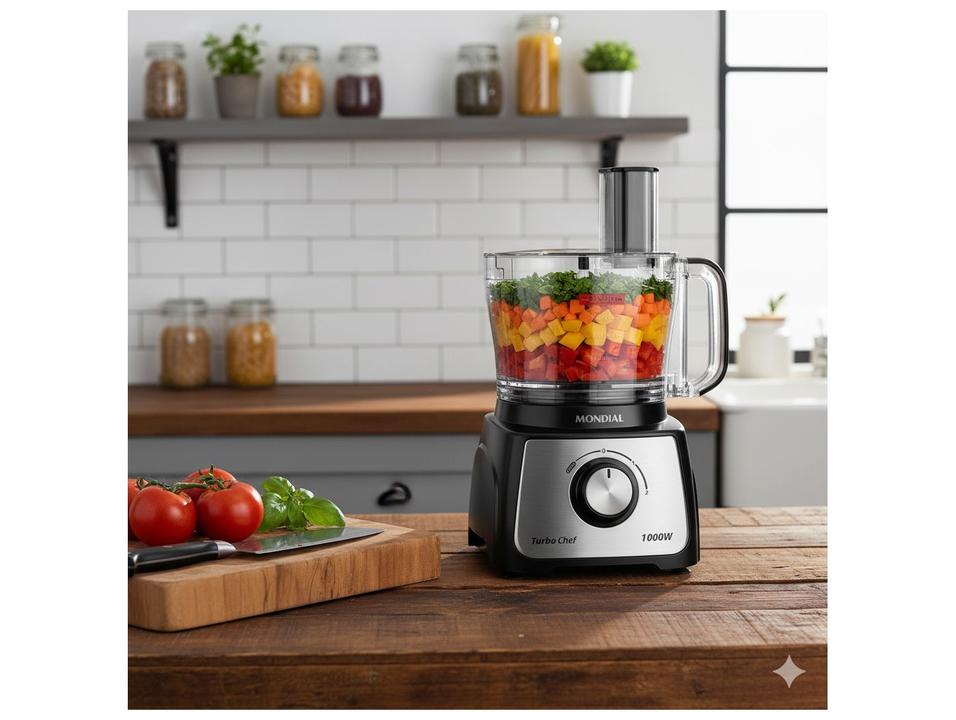 Multi-processador de Alimentos Mondial 1000W Preto Turbo Chef MPN-02-BE 3 em 1 3097-01 - 9