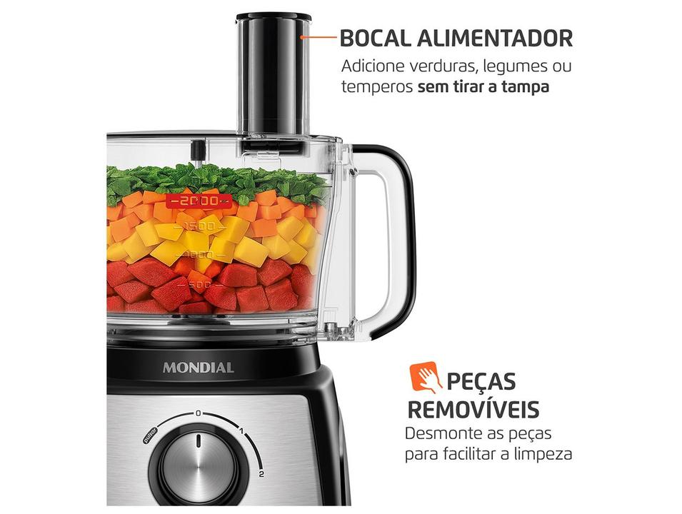 Multi-processador de Alimentos Mondial 1000W Preto Turbo Chef MPN-02-BE 3 em 1 3097-02 - 7