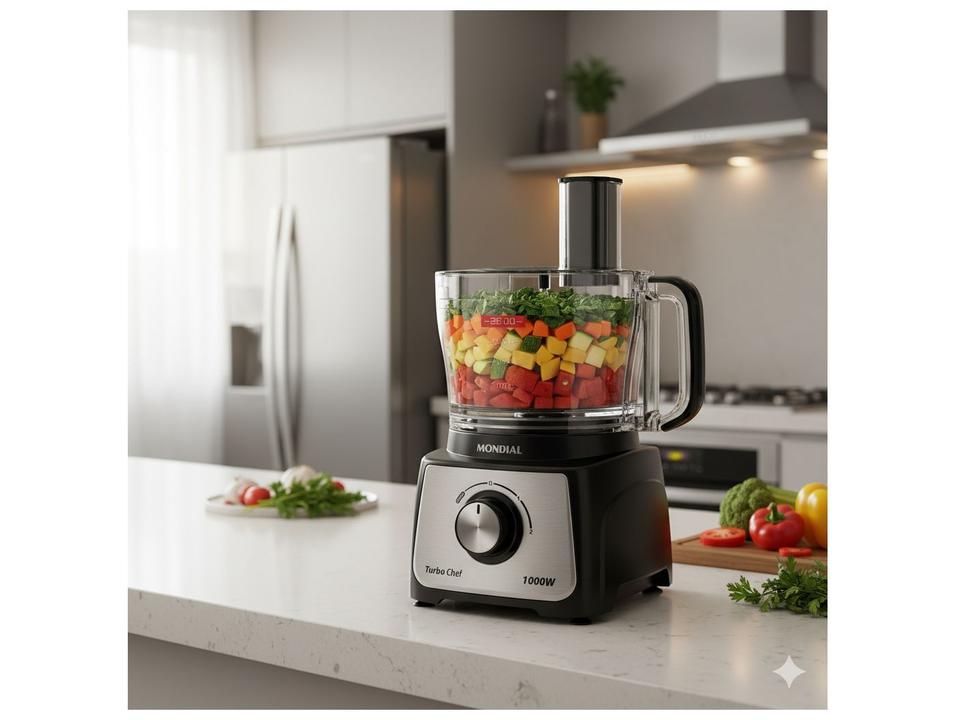 Multi-processador de Alimentos Mondial 1000W Preto Turbo Chef MPN-02-BE 3 em 1 3097-02 - 8
