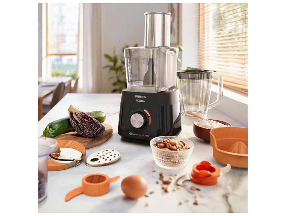 Multi-processador de Alimentos Philips Walita 1000W Preto PowerChop HR7304/90 - 3