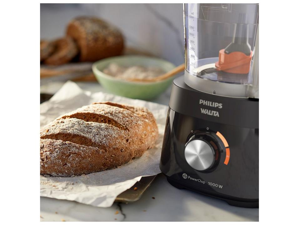 Multi-processador de Alimentos Philips Walita 1000W Preto PowerChop HR7304/90 - 2