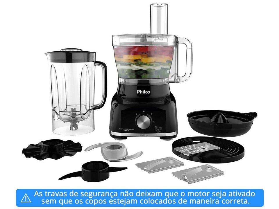 Multiprocessador de Alimentos Philco 1700W Preto PMP1600P 9 em 1 - 1