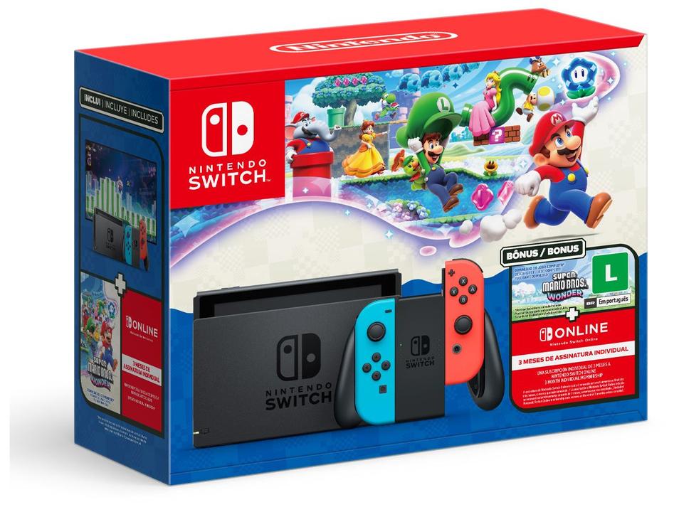 Nintendo Switch 32GB 2 Controles Joy-Con com Super Mario Bros. Wonder e 3 Meses de Assinatura Nintendo Switch Online - 7