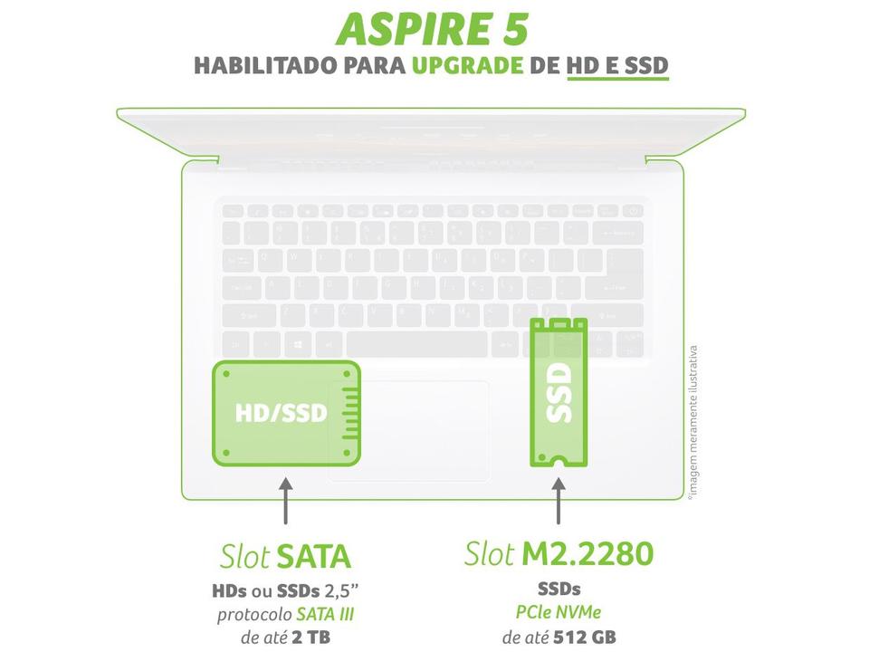 Notebook Acer Aspire 5 A515-54-57EN Intel Core i5 - 8GB 256GB SSD 15,6” Full HD LED Windows 10 - 8