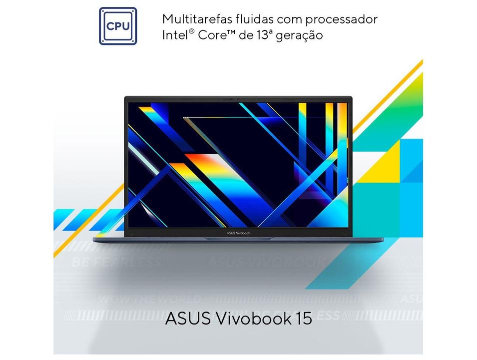 Notebook ASUS Vivobook 15 X1504VA-NJ1746 Intel Core i5 16GB RAM 512GB SSD 15,6" Full HD Linux 90NB10J1-M027A0 - 2