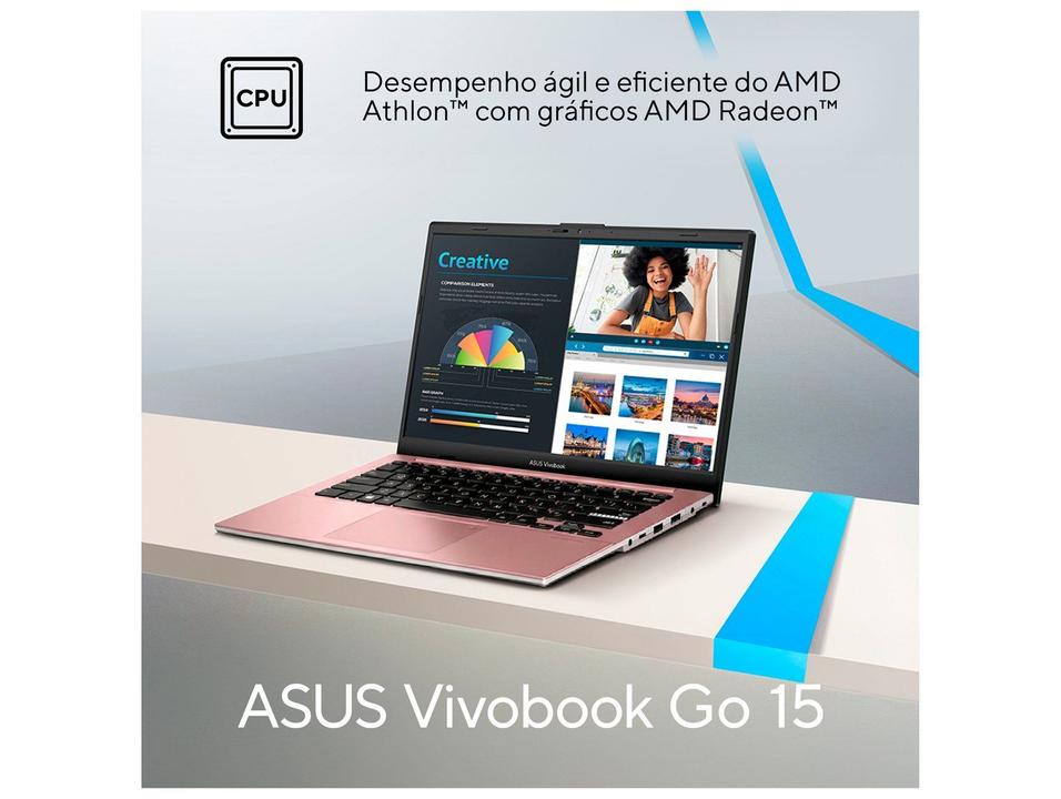 Notebook ASUS Vivobook Go 15 E1504FA-BQ5313WS AMD Athlon 4GB RAM 128GB SSD 15,6" Full HD Windows 11 Microsoft 365 Personal Office 90NB0ZR5-M07ED0 Rosa - 2