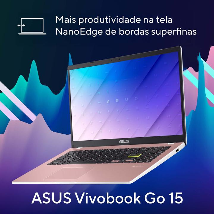Notebook ASUS Vivobook Go 15 Intel Celeron 4GB RAM 128GB eMMC 15,6" UHD Rosa Windows 11+ Microsoft 365 Personal Office E510KA-BR833WS - 5