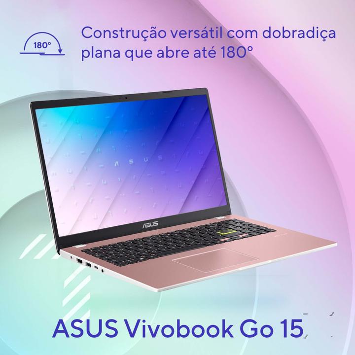 Notebook ASUS Vivobook Go 15 Intel Celeron 4GB RAM 128GB eMMC 15,6" UHD Rosa Windows 11+ Microsoft 365 Personal Office E510KA-BR833WS - 6