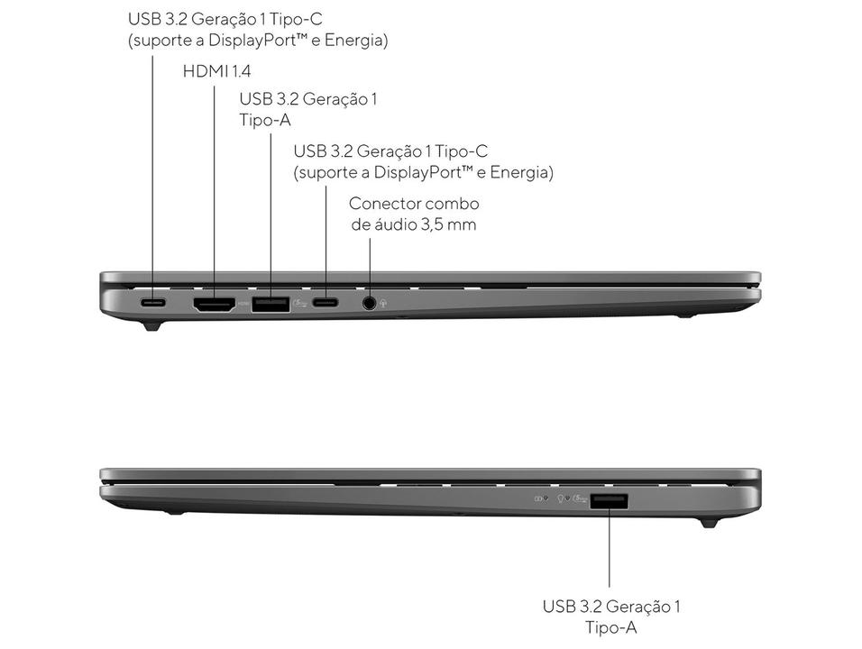 Notebook ASUS Vivobook S14 Intel Core Ultra 5 com IA Integrada 225H 16GB RAM 512SSD 14" Windows 11 - 12
