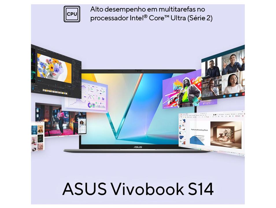 Notebook ASUS Vivobook S14 Intel Core Ultra 5 com IA Integrada 225H 16GB RAM 512SSD 14" Windows 11 - 5