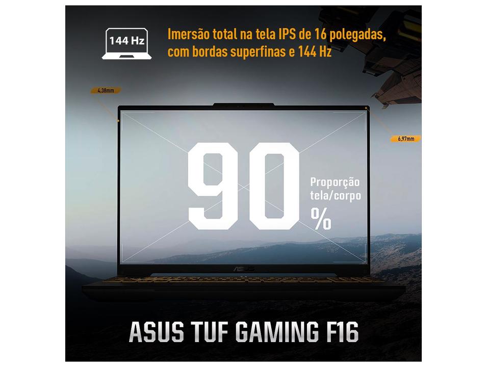 Notebook Gamer ASUS TUF Gaming F16 Intel Core i7 512GB SSD 16GB RAM 16'' Full HD+ IPS NVIDIA RTX 4050 6GB Windows 11 FX607VU-RL007W - 4