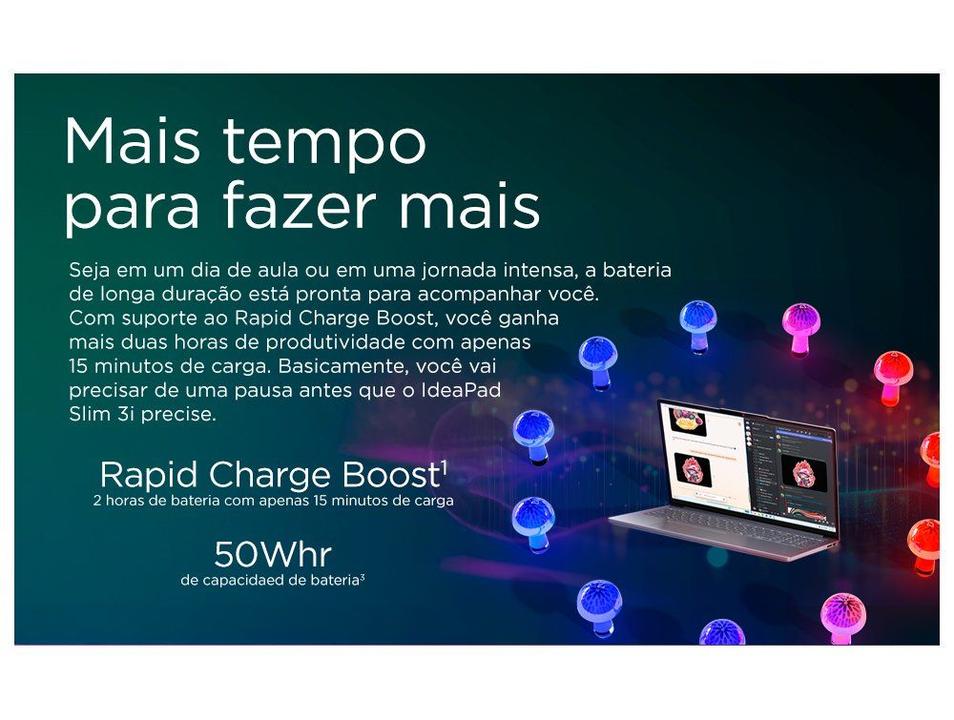 Notebook Lenovo IdeaPad Slim 3 15IRU10 Intel Core 3 8GB RAM 256GB SSD 15,3" WUXGA Windows 11 83NU0000BR - 7