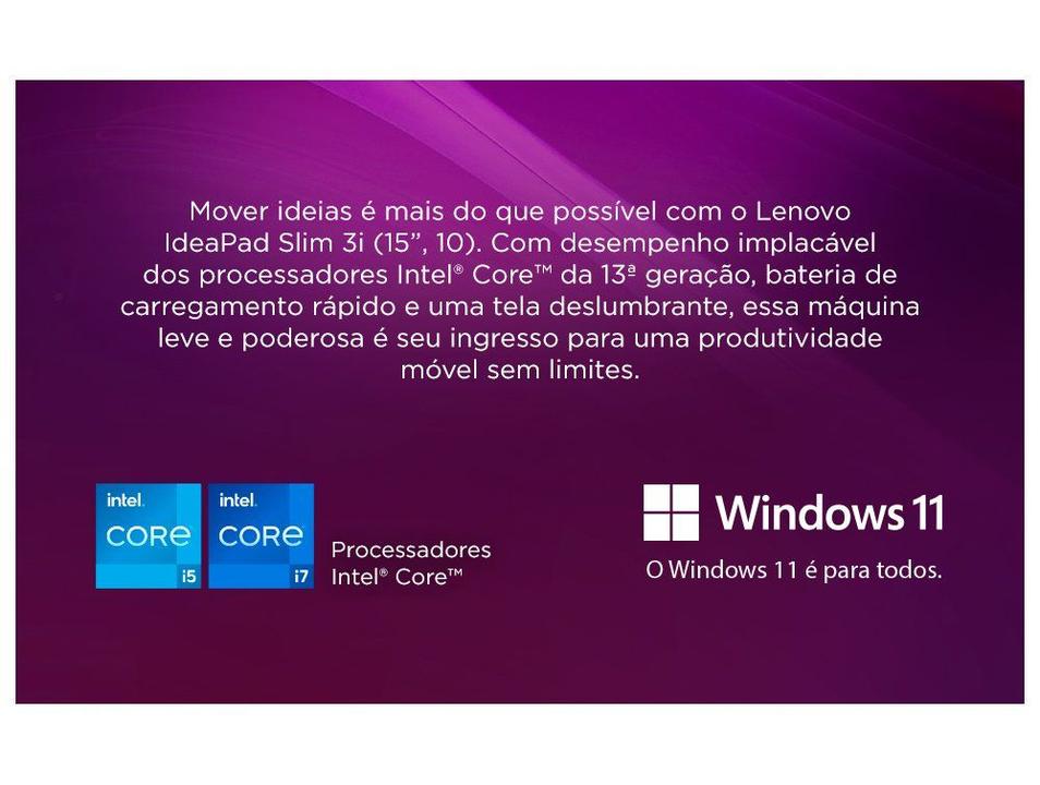 Notebook Lenovo IdeaPad Slim 3 15IRU10 Intel Core 3 8GB RAM 256GB SSD 15,3" WUXGA Windows 11 83NU0000BR - 2
