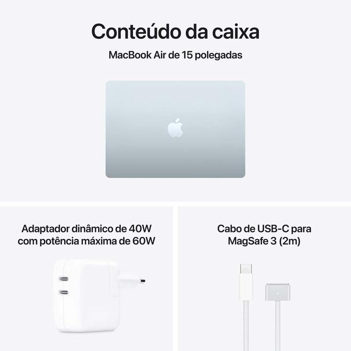 Notebook MacBook Air Apple 15" M5 16GB RAM 512GB SSD Azul-céu - 8