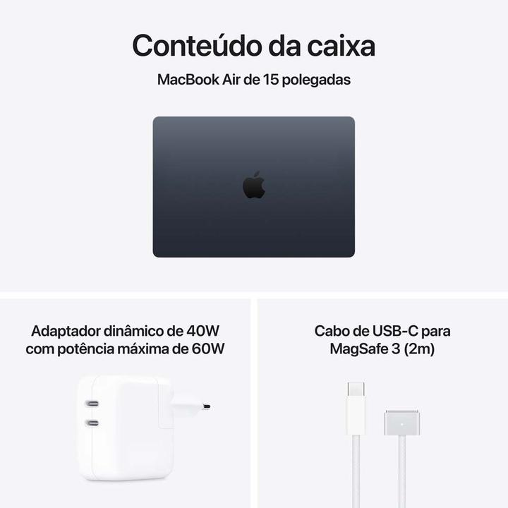 Notebook MacBook Air Apple 15" M5 16GB RAM 512GB SSD Meia-noit - 8