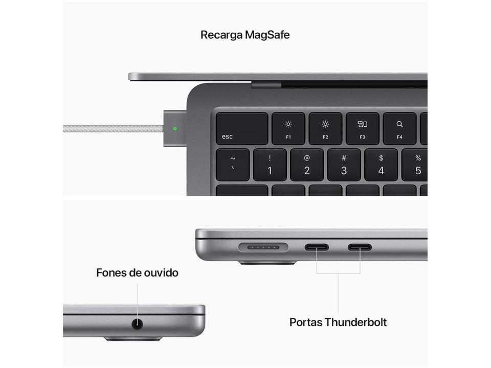 Notebook Macbook Apple 13" M2 16GB RAM SSD 256GB Cinza-espacial - 6