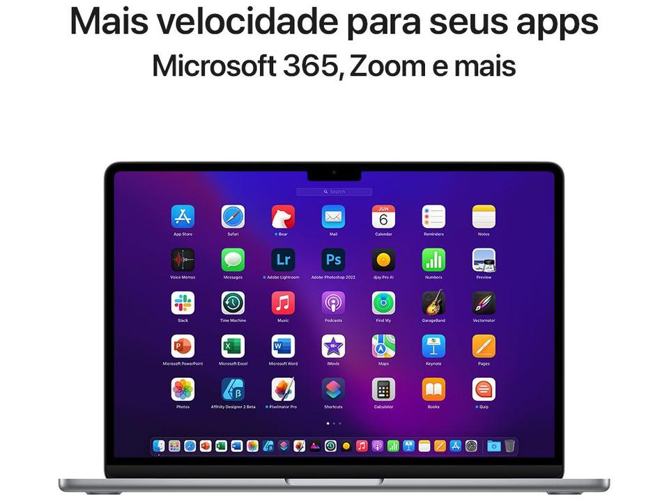Notebook Macbook Apple 13" M2 16GB RAM SSD 256GB Cinza-espacial - 9