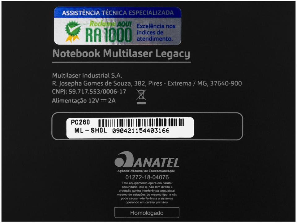 Notebook Multi Legacy Book PC260 Intel - Celeron 4GB 64GB eMMC 14” LCD Windows 10 - 16