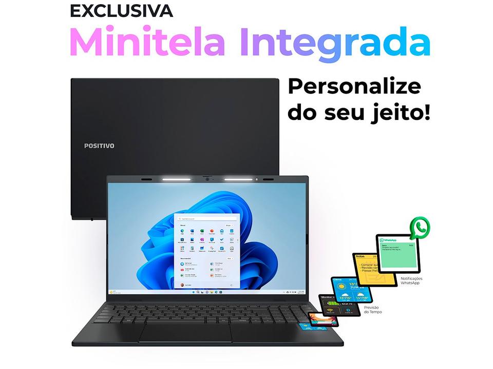Notebook Positivo Vision C15M Intel Celeron N4500 Windows 11 Home 4GB RAM  128GB eMMC Tela 15" Full HD IPS Antirreflexo Minitela e Tecla Copilot Cinza - 26