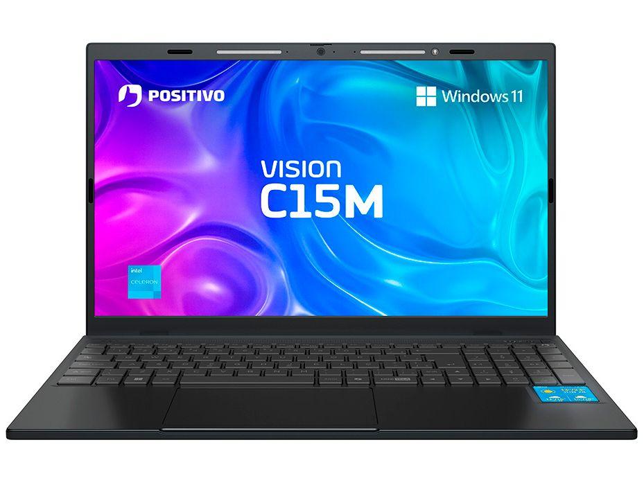 Notebook Positivo Vision C15M Intel Celeron N4500 Windows 11 Home 4GB RAM  128GB eMMC Tela 15" Full HD IPS Antirreflexo Minitela e Tecla Copilot Cinza - 25