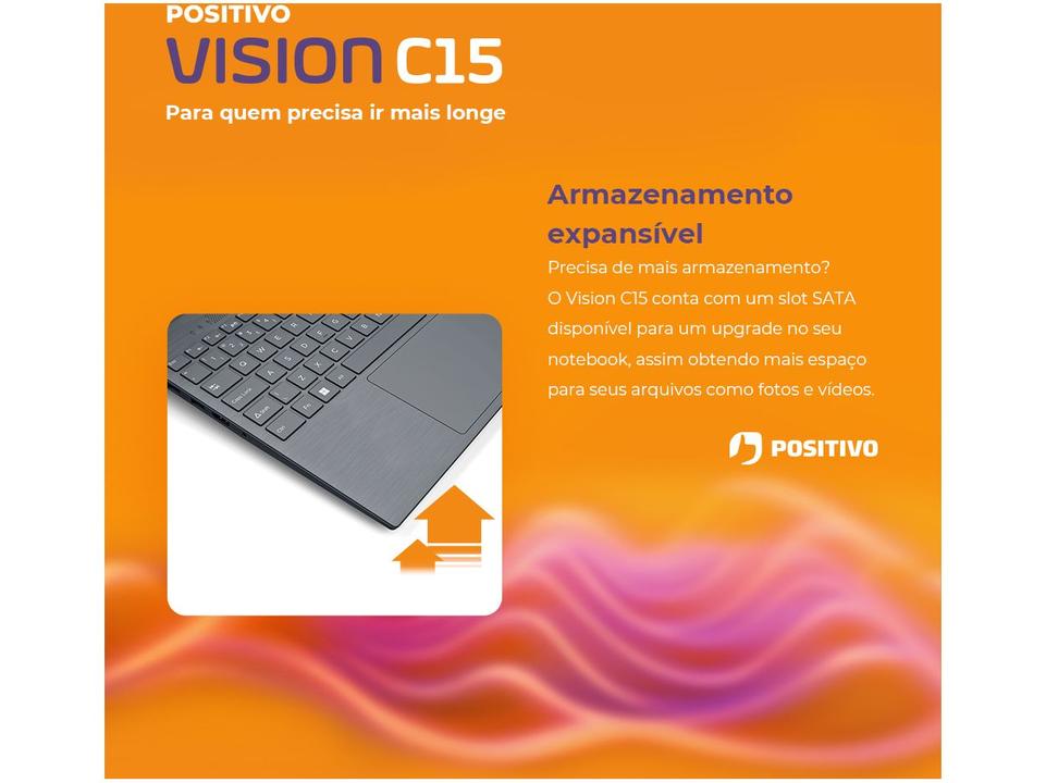 Notebook Positivo Vision Lumina Bar C15 Intel Celeron 4GB 128GB 15,6” HD Windows 11 Microsoft 365 C4128A-15 - 12