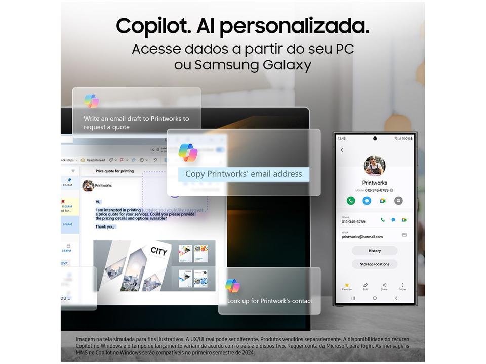 Notebook Samsung Galaxy Book4 Intel Core i3 8GB RAM SSD 256GB 15,6" Full HD Windows 11 NP750XGJ-KG5BR - 6