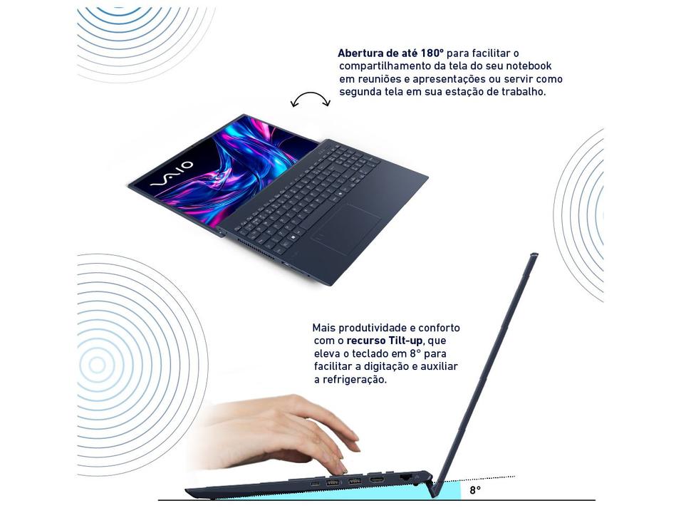 Notebook VAIO FE 16 Intel Core i5-1334U Linux 32GB RAM 512GB SSD Tela 16" IPS WUXGA Antirreflexo Cinza Grafite VJFE62F11X-B0111H - 7