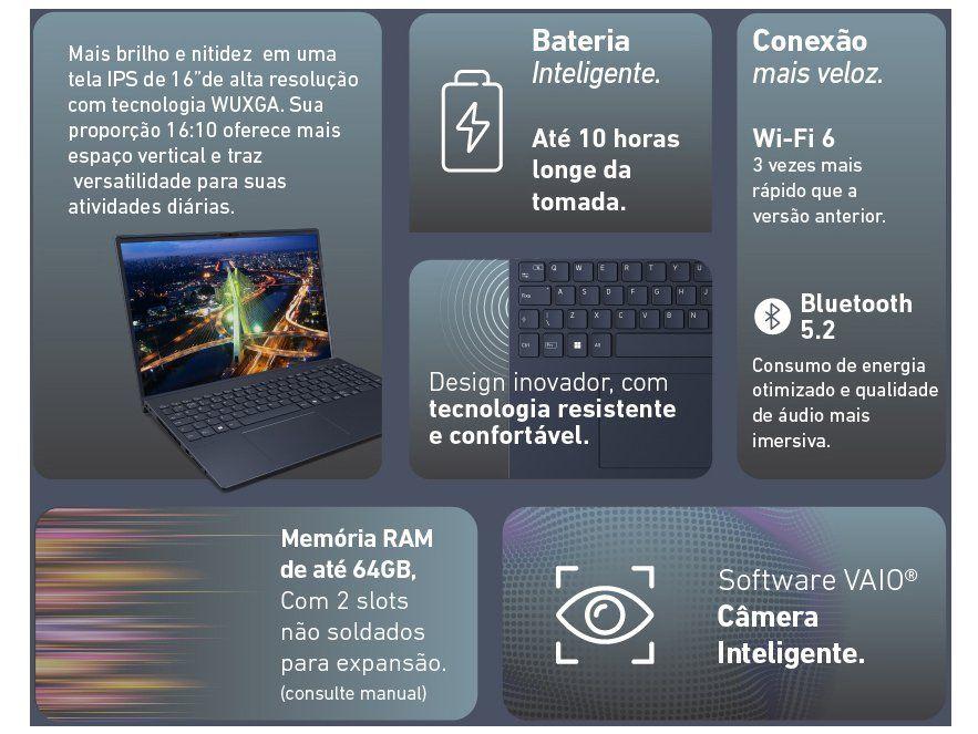 Notebook Vaio Intel Core i5-1334U 16GB RAM 512GB SSD 16" Linux - 2