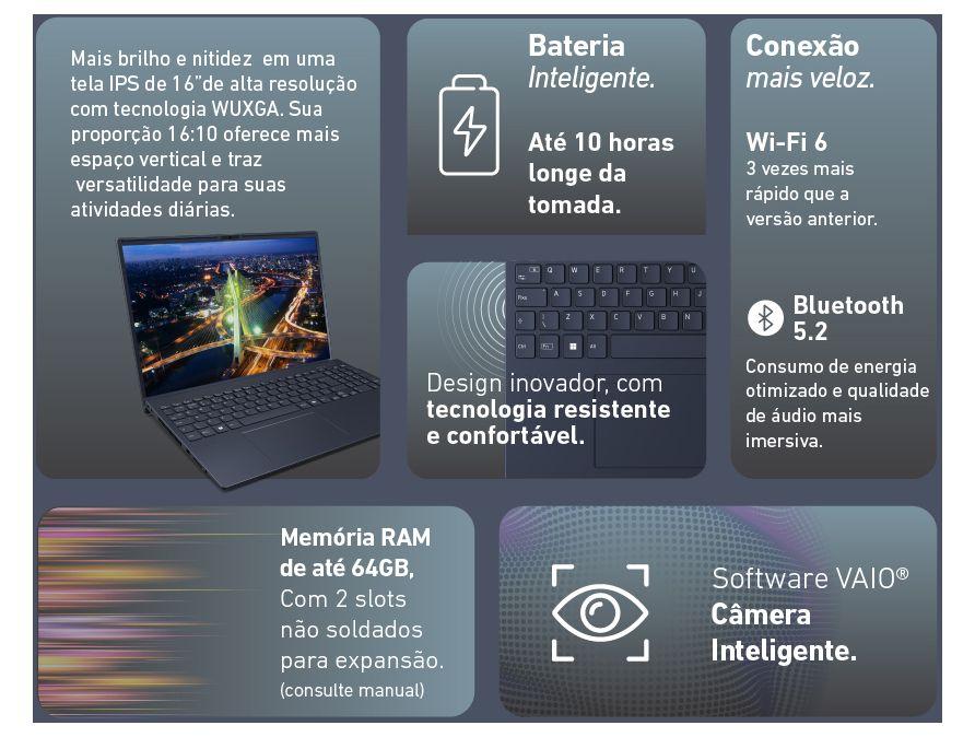 Notebook Vaio Intel Core i5-1335U 16GB RAM 512GB SSD 16" Linux - 2