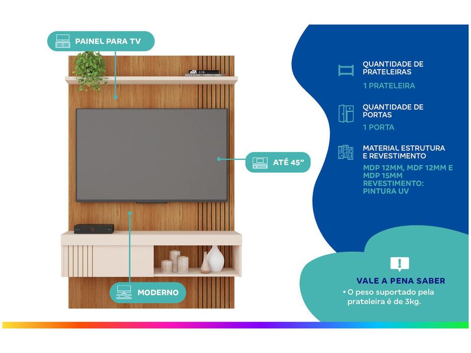 Painel para TV até 45" Caemmun Jade 1.2 1 Prateleira - 1