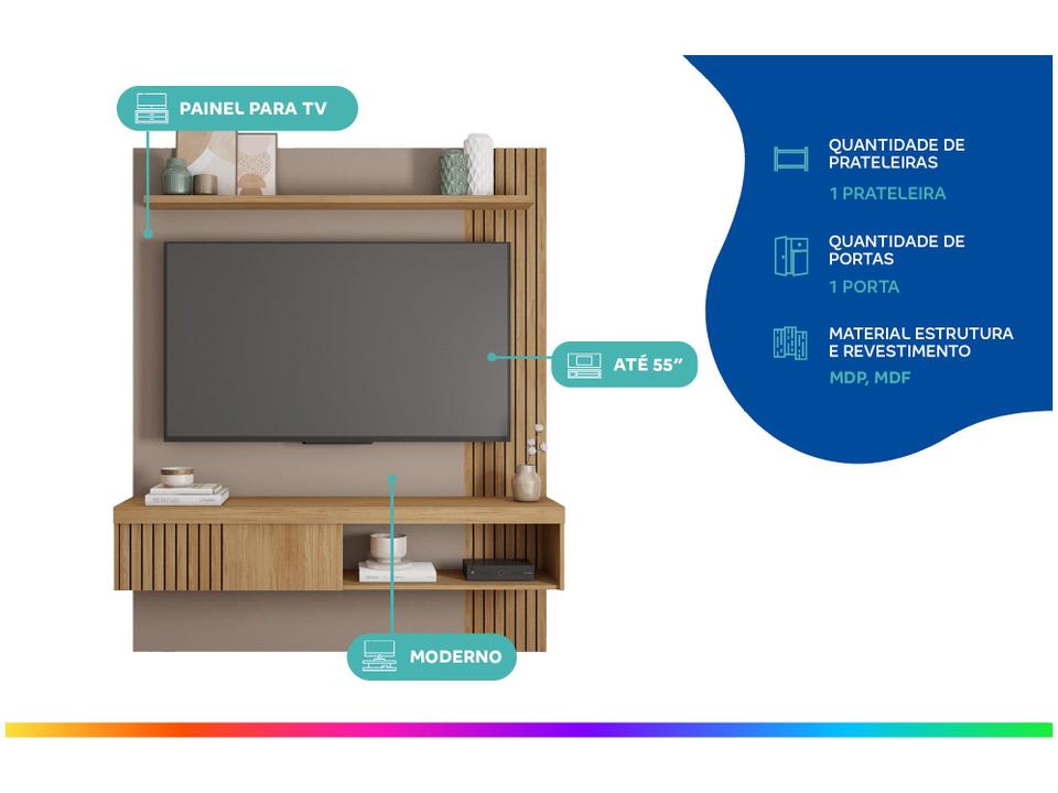Painel para TV até 55” Caemmun Jade 1 Prateleir - 1