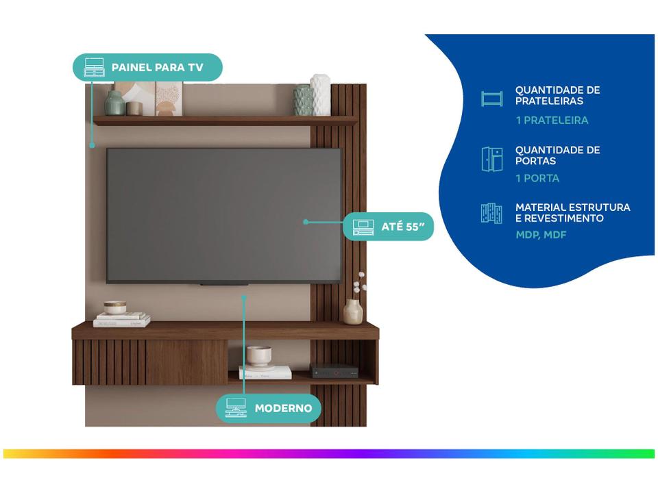 Painel para TV até 55” Caemmun Jade 1 Prateleir - 1