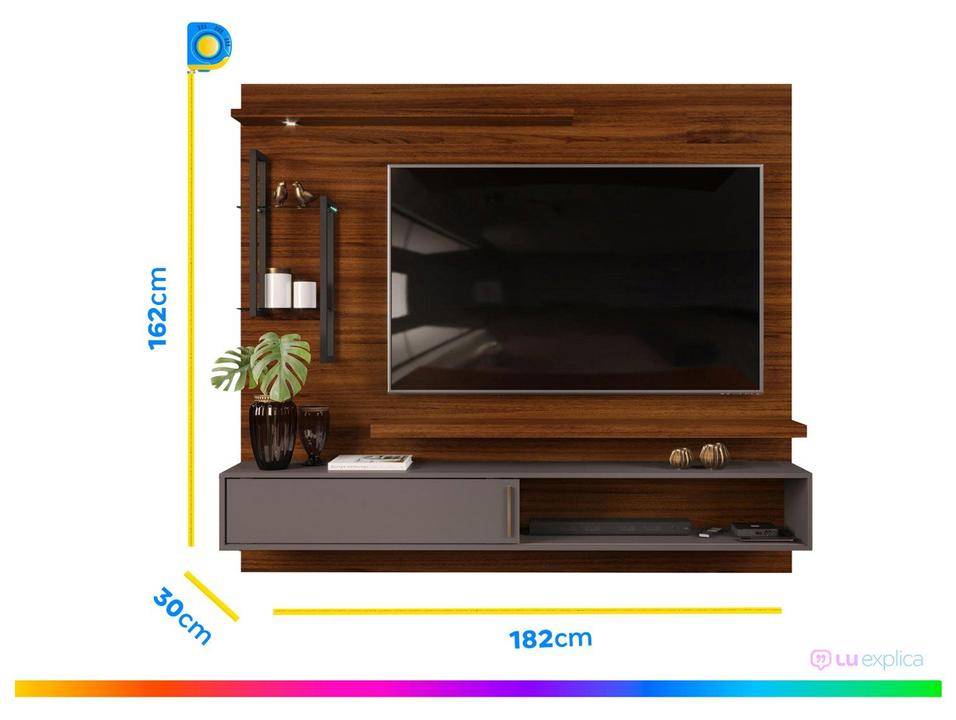 Painel para TV até 60” DJ Móveis New Greco 2 Prateleira - 4