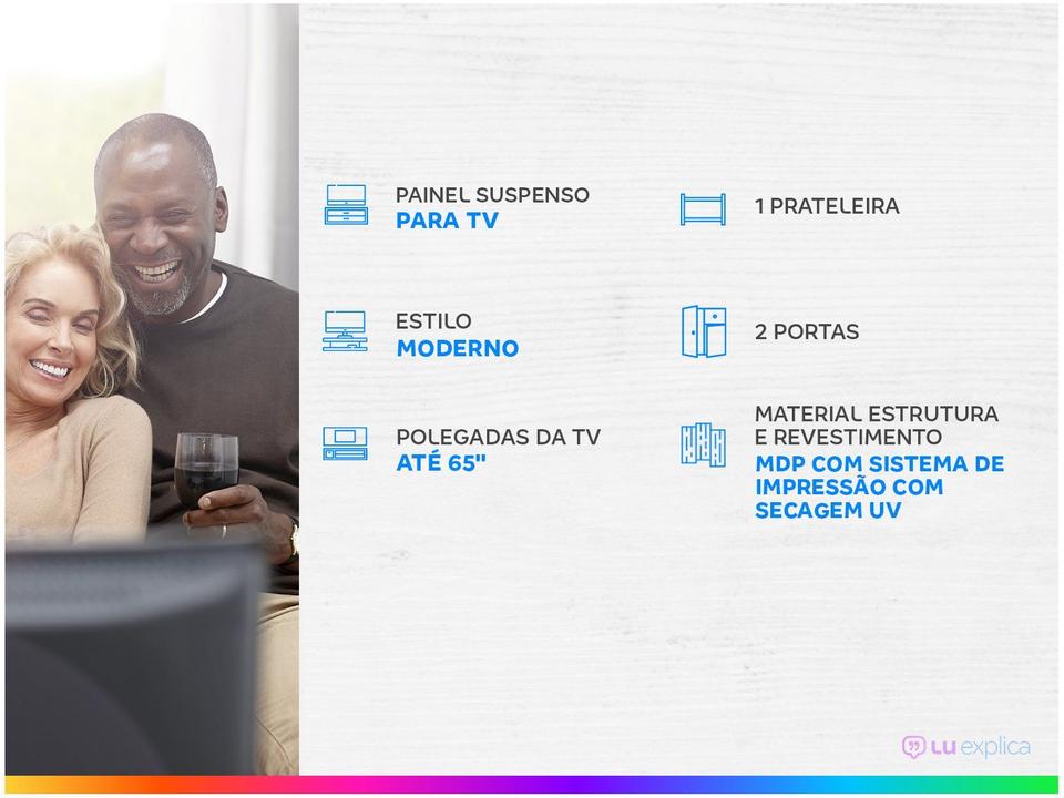Painel para TV até 65” 1 Prateleira Caemmun Prism - 1