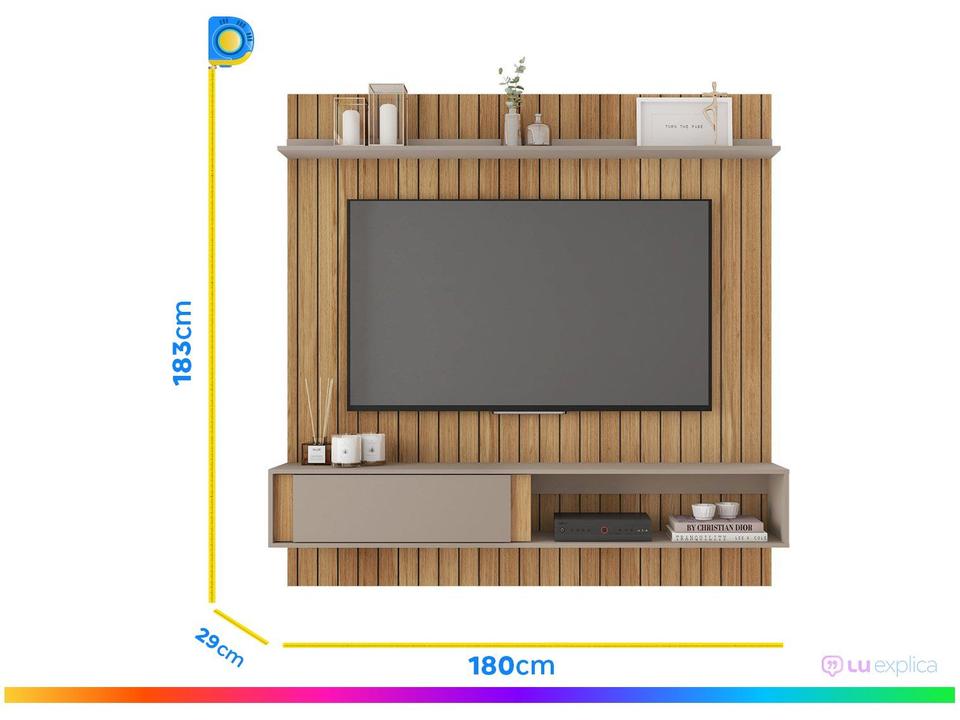 Painel para TV até 65" Caemmun Boreal 1.8 1 Prateleira - 2
