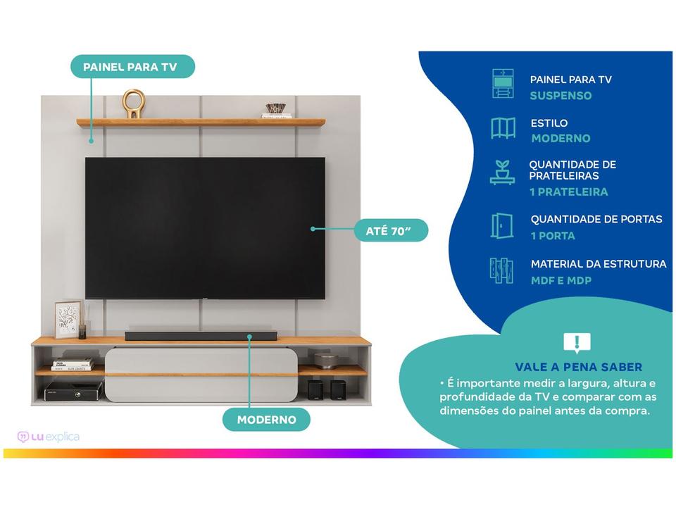 Painel para TV até 70" DJ Móveis Alana - 1