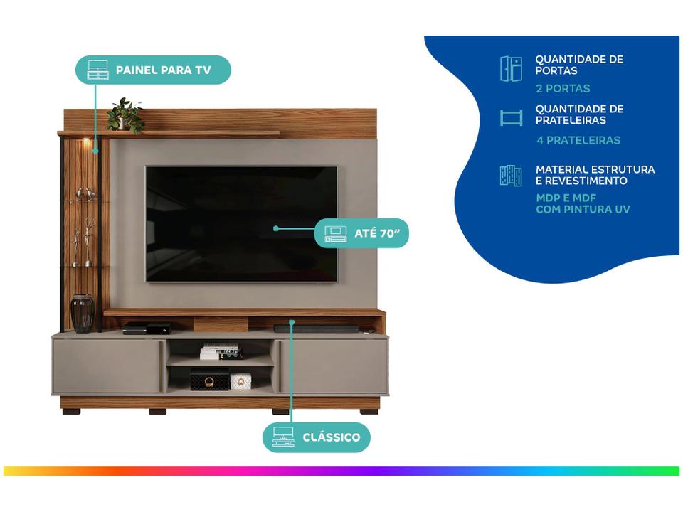 Painel para TV até 70” DJ Móveis Martino 4 Prateleira - 1
