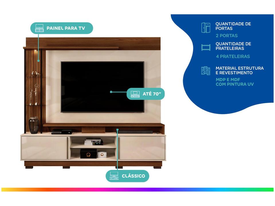 Painel para TV até 70” DJ Móveis Martino 4 Prateleira - 1