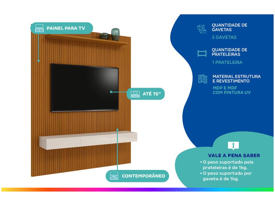 Painel para TV até 75” EDN Móveis Turin - 1