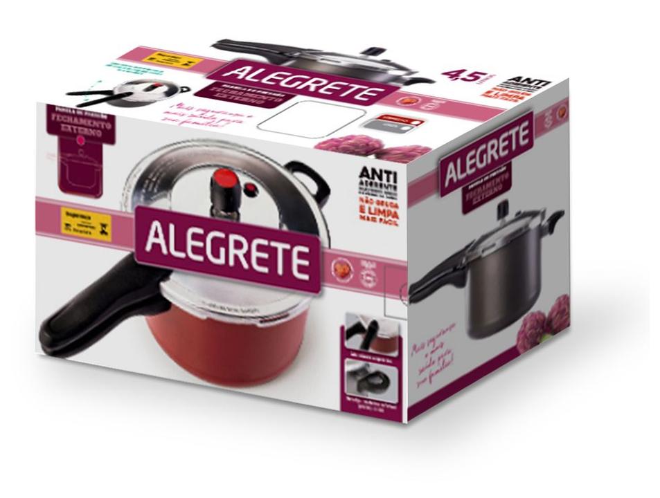 Panela De Pressão Alegrete Antiaderente 4,5L Fechamento Externo Vermelha - 7