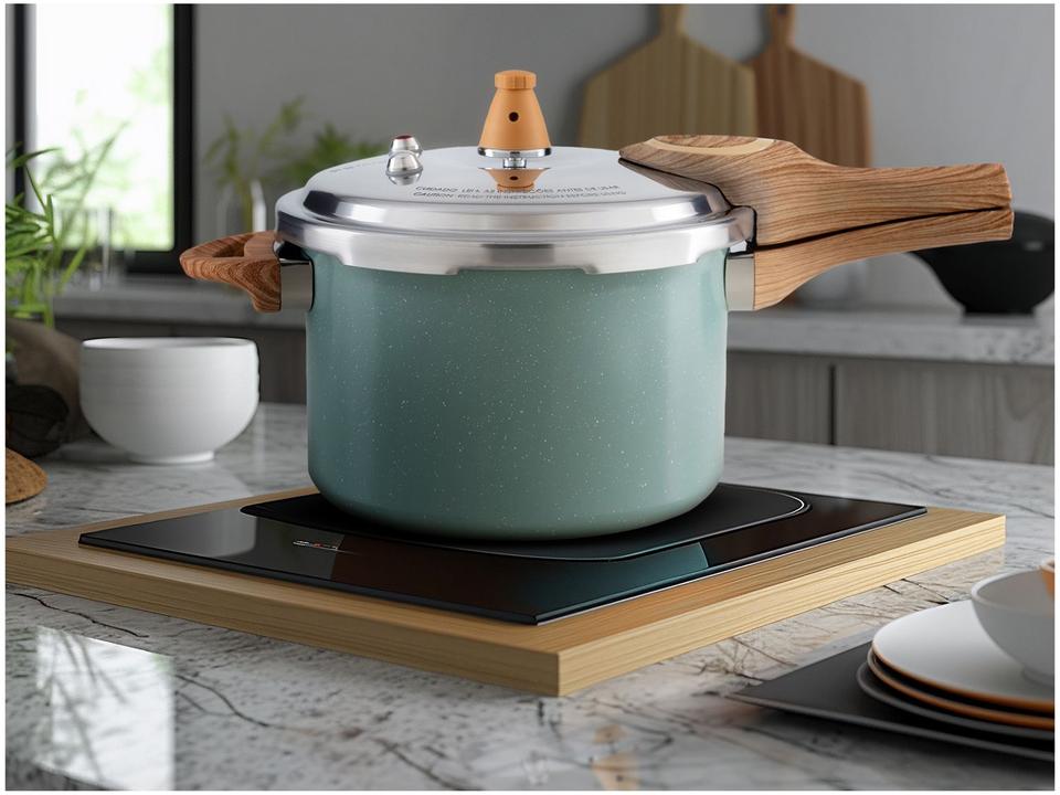 Panela de Pressão Brinox 4,2L Fechamento Externo Verde Ceramic Life Pressure - 1