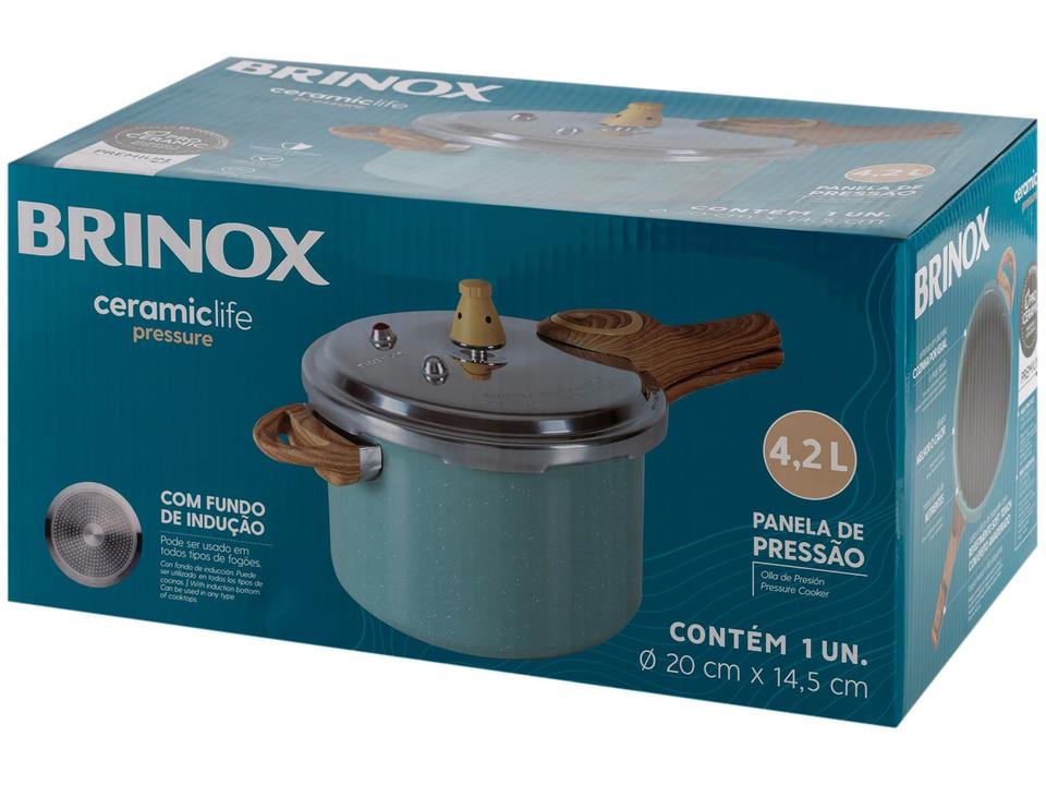 Panela de Pressão Brinox 4,2L Fechamento Externo Verde Ceramic Life Pressure - 8