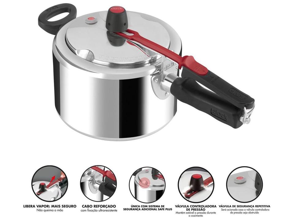 Panela de Pressão Clock 3L Prata Original+ - 2
