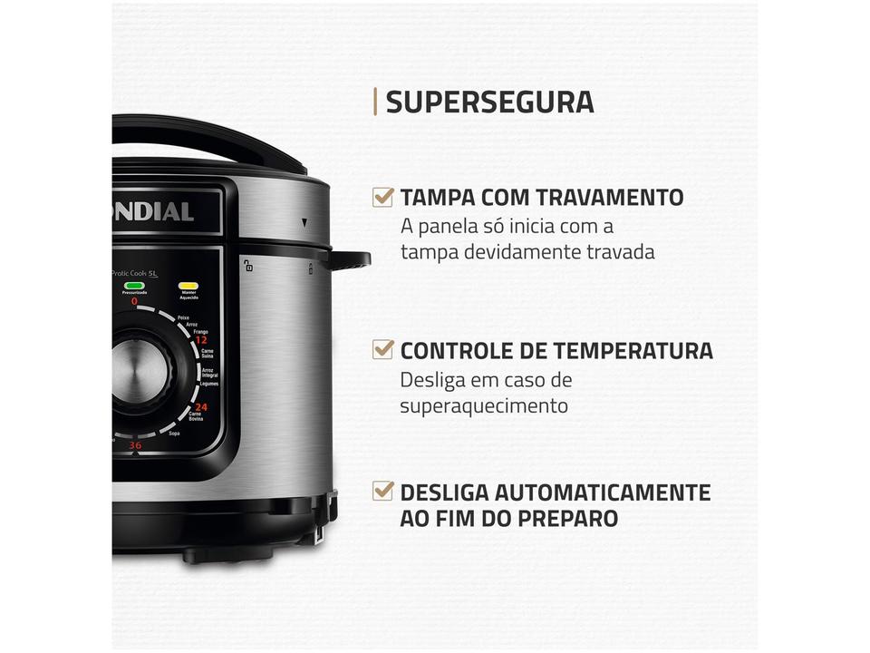 Panela de Pressão Elétrica 5L Mondial Pratic Cook PE-48-5L-I - 4